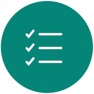 Green circle with white checkmarks