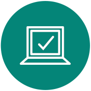 Green circle with white computer icon